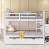 Full Over Full Bunk Bed With Drawers And Ladder For Bedroom - White - Image 8