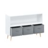Kids Bookcase With Collapsible Fabric Drawers, Children's Book Display, Toy Storage Cabinet Organizer - White / Gray - Image 22