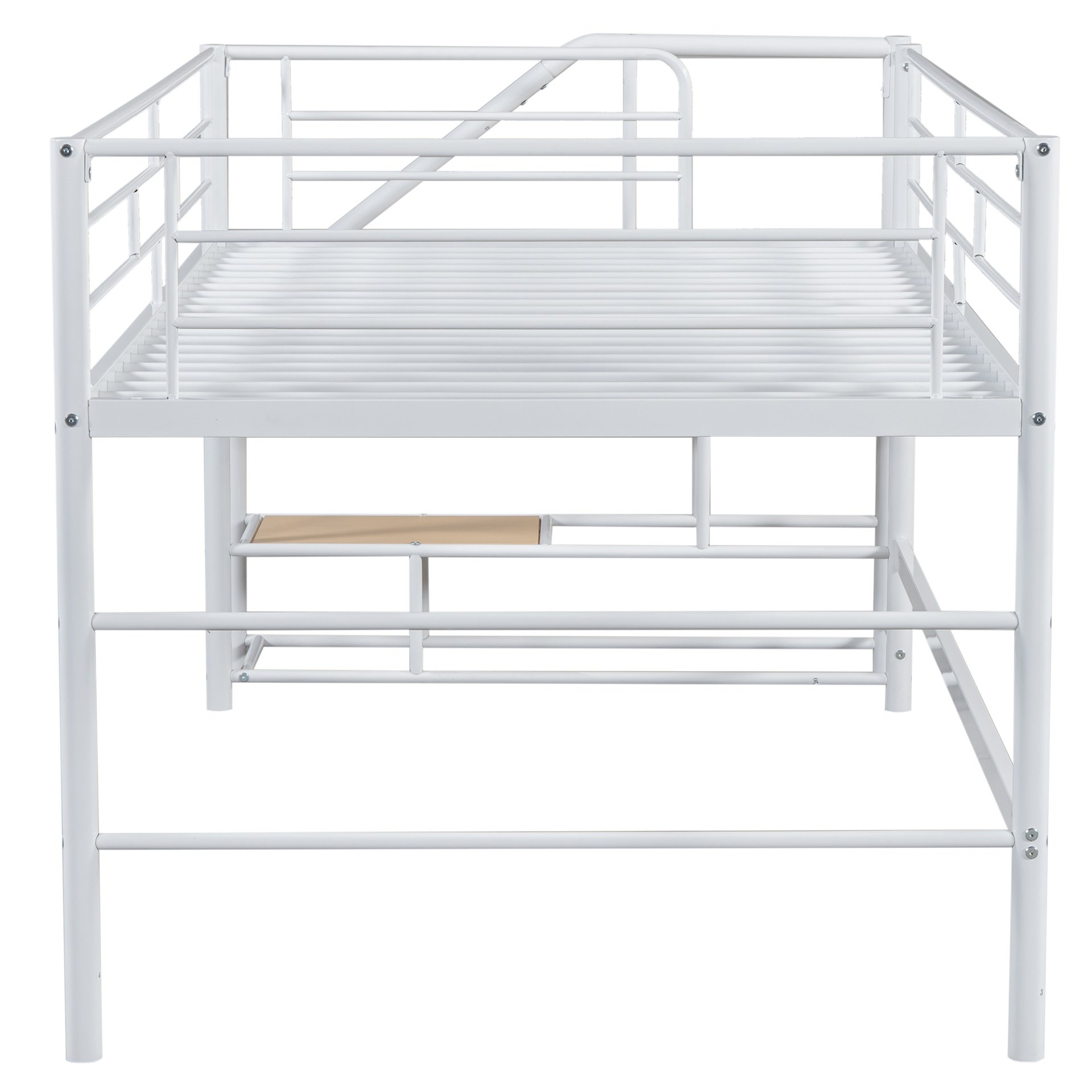 Twin Mid Loft Bed With Storage Stairs And Metal Frame - White - Image 11