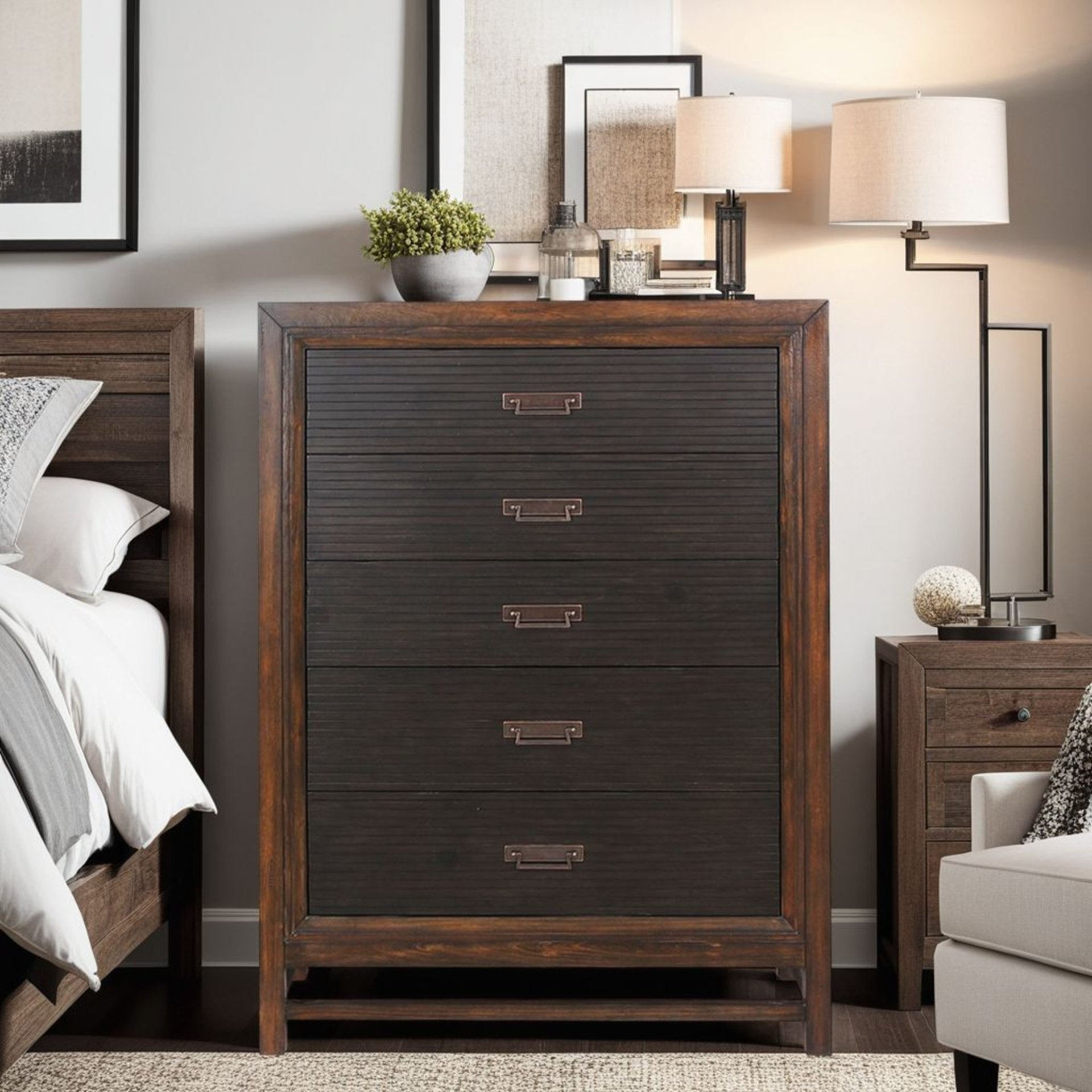 Branson - 5 Drawer Chest, Two Tone - Brown - Image 5