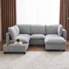U - Shaped Sectional Sofa Modular Sofa Couch With A Movable Ottoman, A Coffee Table With Hidden Charging Devices For Living Room - Gray - Image 9
