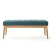 Vibratory - Button Tufted Upholstered Ottoman With Splayed Wooden Legs - Teal / Natural - Image 4