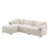 Modular Sectional With Deep And Wide Seat, L Shaped Cloud Couch Set With Double Cushions 4 Seat Sofa With Movable Ottoman Oversized - Cream - Image 2