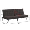 Faux Linen Wood Frame Futon Sofa Bed With Stainless Legs - Espresso - Image 3