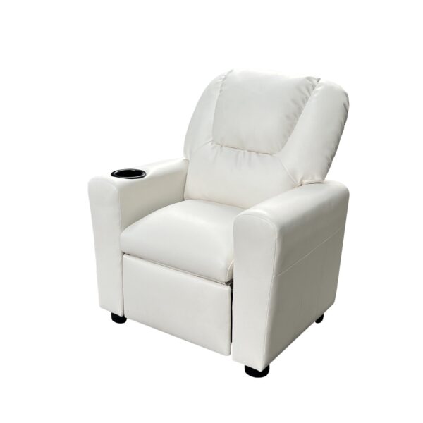 Marisa - Leather Kids Recliner Chair With Cupholder - White