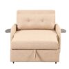 Versatile Pull Out Sofa Sleeper 3 In 1 With Wing Table & USB Charge Linen, Compact Design - Beige - Image 10