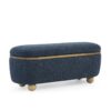 Modern Upholstered Storage Ottoman Bench With Seating - Dark Blue - Image 14