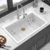 Quartz Kitchen Sink 33 X 22" Granite Composite Drop In Kitchen Sink - White - Image 2