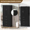 Bathroom Cabinet With 3 Drawers, Adjustable Shelf, Panels, Steel Handles, Soft Close Doors - Black - Image 9