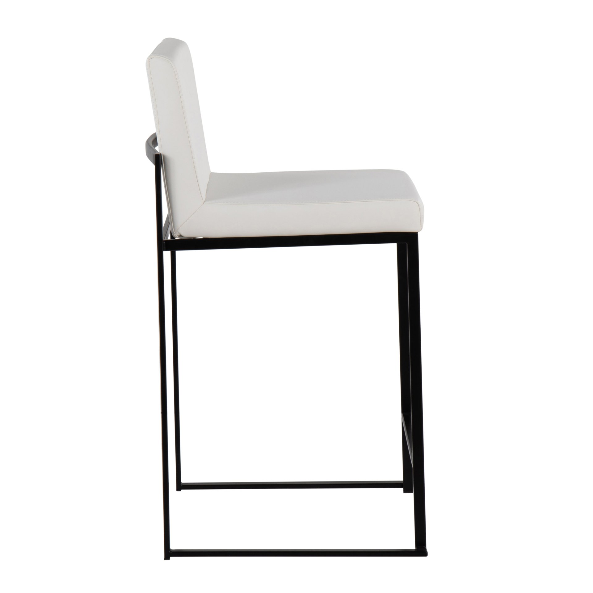 Fuji - Contemporary High Back Counter Stool (Set of 2) - White / Black - Image 3