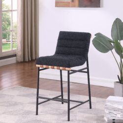 Lahni - Boucle Fabric Counter Height Chair - Black
