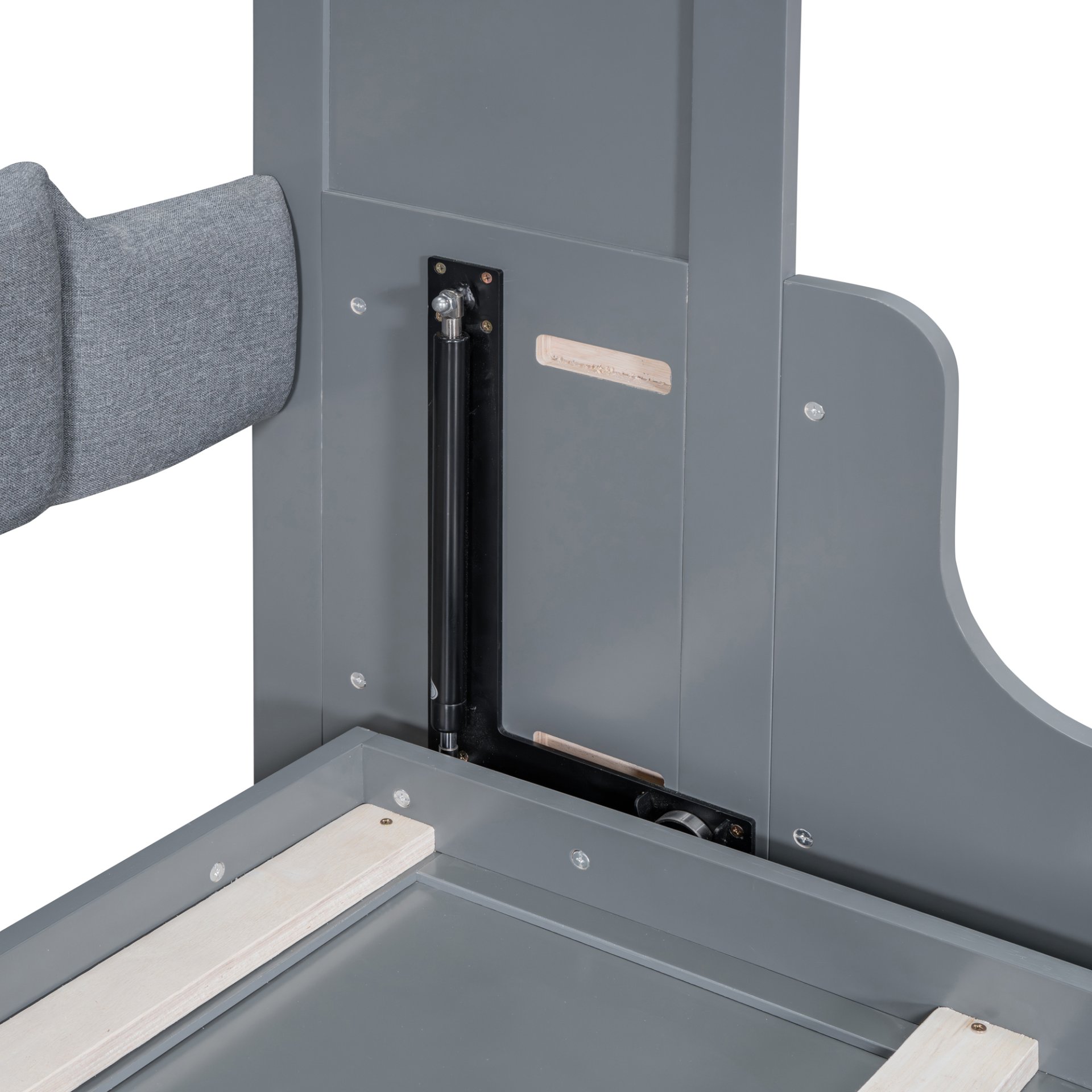 Queen Size Murphy Wall Bed With Cushion, Space Saving - Gray - Image 10