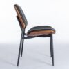 Dining Chairs Mid-Century Modern Retro Faux Leather Chair With Walnut Bentwood Back Upholstered Seat Metal Legs Adjustable Foot For Kitchen Dining Room Chairs (Set of 2) - Black - Image 5