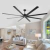 Industrial DC Motor Ceiling Fan, Large Ceiling Fan With 8 Reversible Blades, 5 Speed Remote Control, Home Or Commercial Ceiling Fans For Porch / Garage / Shop - Black - Image 5