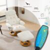 Recliner Chair With Ottoman Modern 360° Swivel Lounge Chair With Footstool 5 Point Vibration Massage Seat Heating & 140° Adjustable Backrest - White - Image 4
