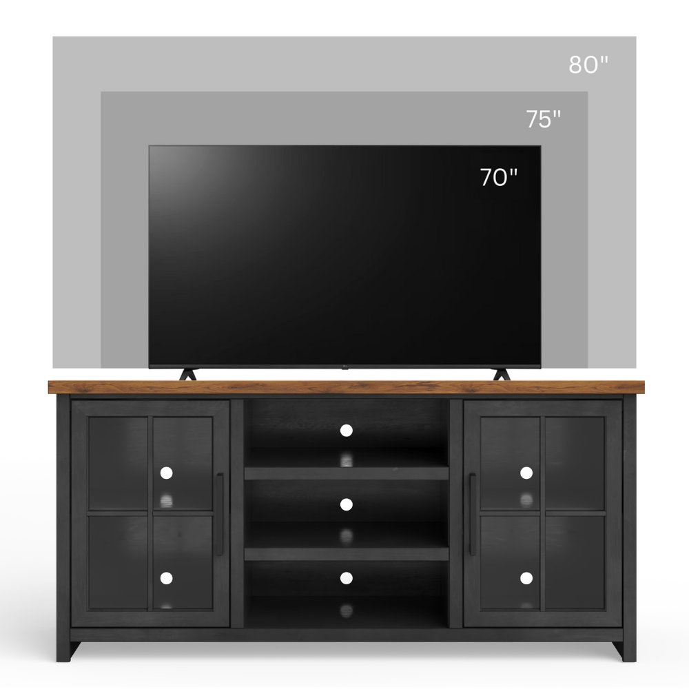 Essex - TV Stand Console For TVs Up To 80" - Black, Whiskey - Image 11