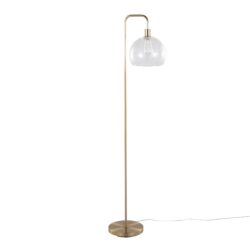 Metro - Contemporary Floor Lamp - Royal Gold / Clear Seeded