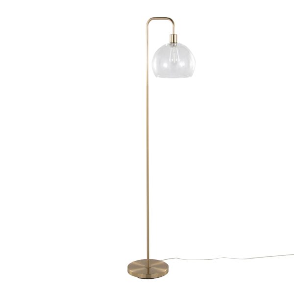 Metro - Contemporary Floor Lamp - Royal Gold / Clear Seeded