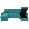 Convertible U Shaped Sectional Sofa With Storage Chaise Lounges & USB Ports - Teal - Image 16