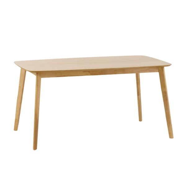 Retro Mid Century Dining Table With Faux Wood Top Solid Wood Legs - Natural