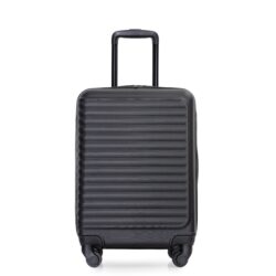 20" Carry On Luggage Lightweight Suitcase, Spinner Wheels - Black