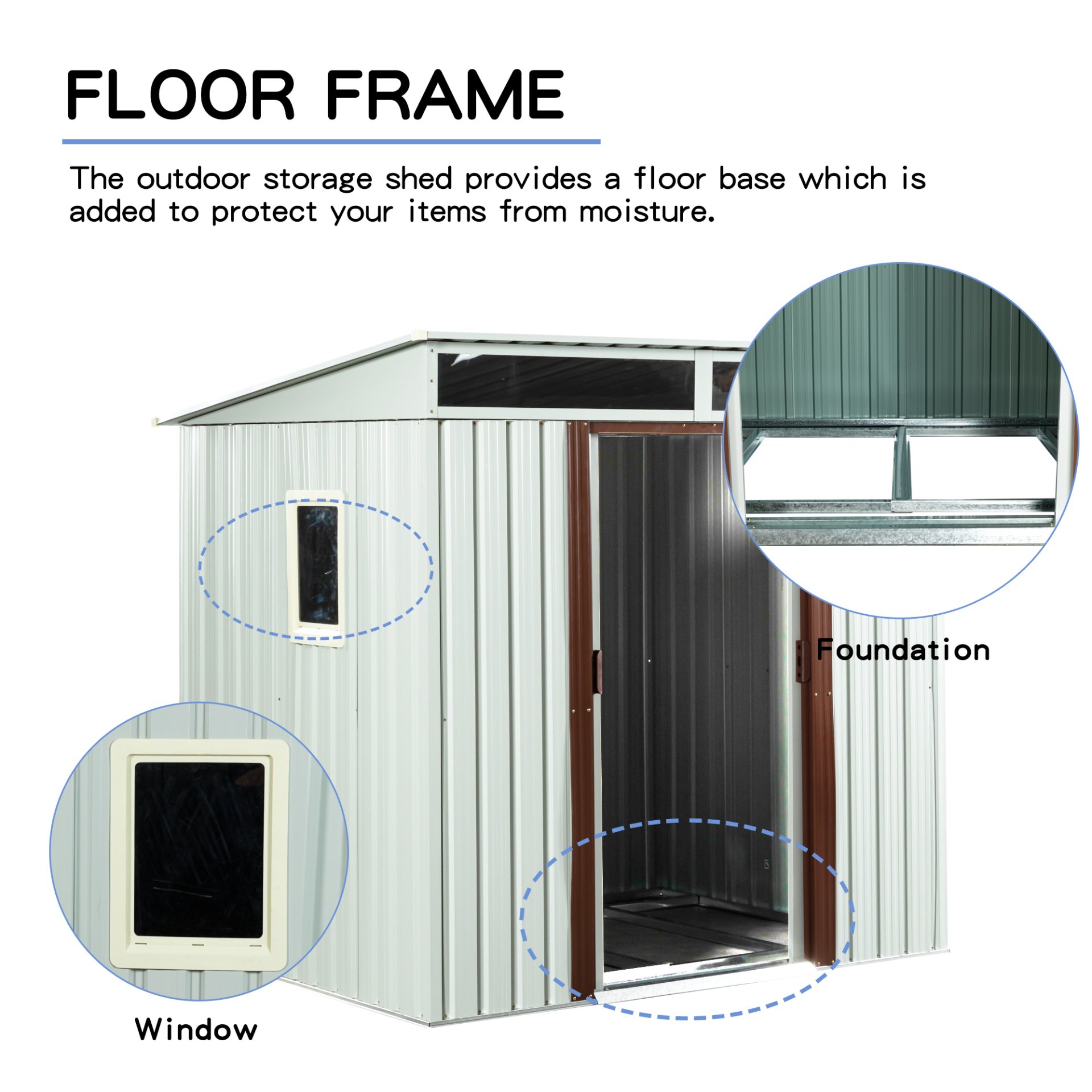 Outdoor Metal Storage Shed With Window - White - Image 6