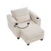 Convertible Chaise Lounge Sofa Chair Sofa Bed With USB Ports, Cup Holders, Phone Holder, And Storage - Beige - Image 19