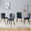Minimalist Ergonomic Dining Chair (Set of 4) With Curved Cushions And Metal Frame - Black - Image 2