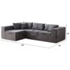 Corduroy Modular L Shaped Sectional Sofa, Luxury Floor Couch Set, 4 Piece Free Combination - Gray - Image 3
