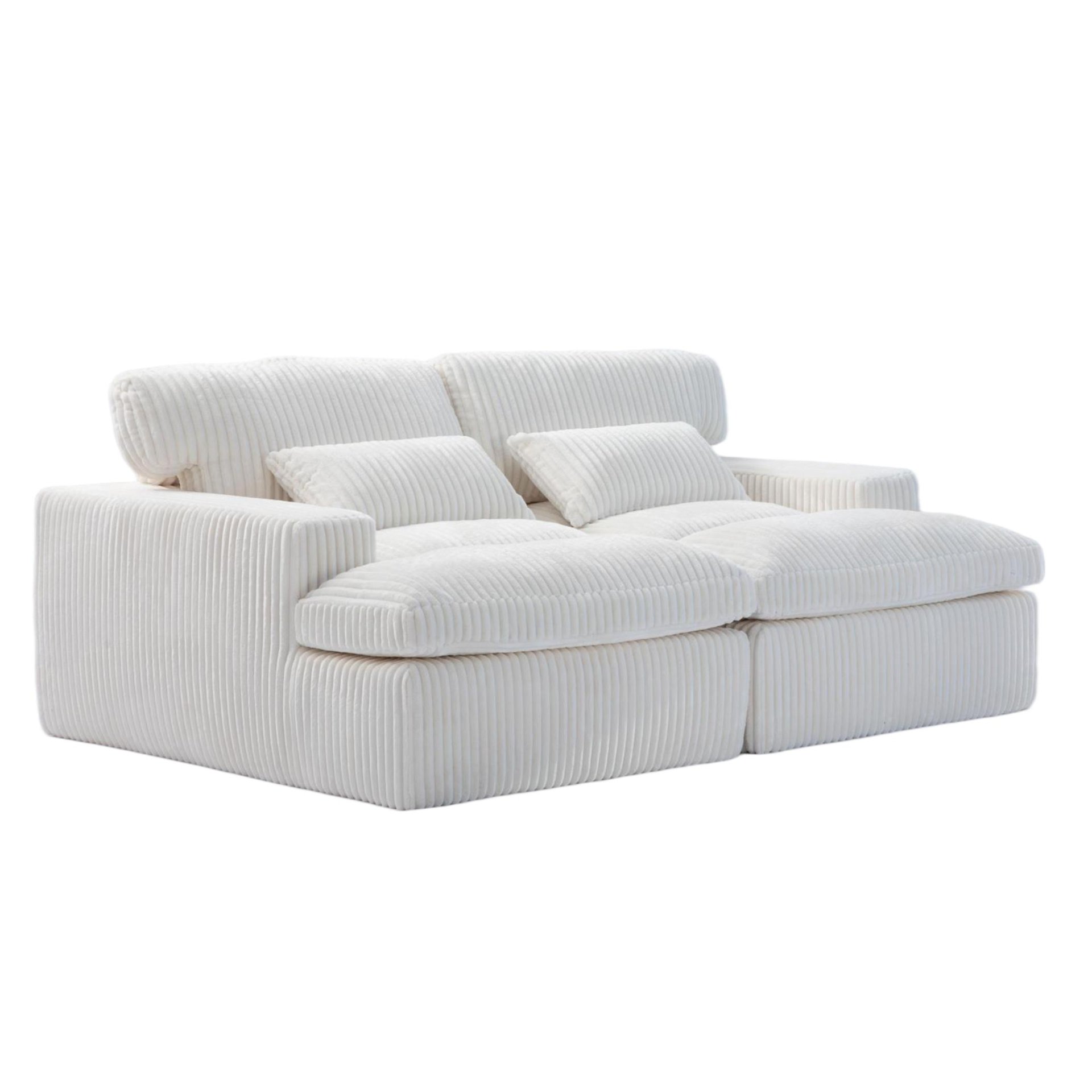 Double Chaise Lounge Chair Indoor, Oversized Upholstered Sleeper Cloud Couch, Deep Seat Sofa Bed - White - Image 16