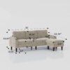 Convertible Combination Sofa, Sofa L Shaped, Sofa With Footstools With Storage Sofa For Living Room, Living Room 3 Seater Combination Sofa - Beige - Image 3
