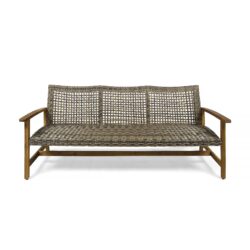 Outdoor 3 Seater Sofa With Rattan Cover - Gray