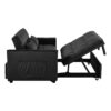 Convertible 3 In 1 Sofa Bed With Reclining Backrest And Pillows Velvet - Black - Image 6