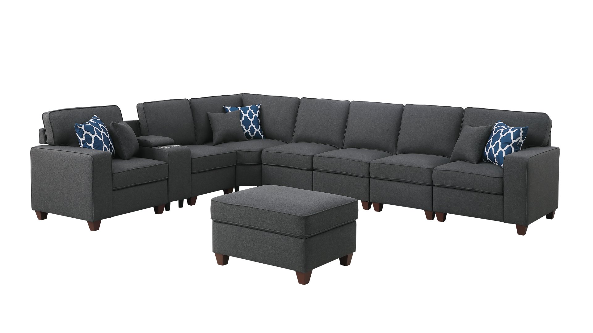Hannah - Sectional Sofa With Ottoman - Dark Gray - Image 6