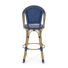 Outdoor Rattan And Aluminum French Barstools Set - Navy Blue - Image 11