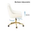 Modern Teddy Fleece Fabric Dining Chair With Gold Legs, Soft And Comfortable, Adjustable, Space Saving - Beige - Image 8