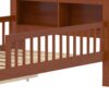 Twin Size Bed With Headboard Storage Rack, 2 Under Bed Drawers, 3 - Side Guardrails For Safety And Security - Walnut - Image 11