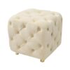 Modern Velvet Upholstered Ottoman, Exquisite Small End Table, Soft Foot Stool, Dressing Makeup Chair, Comfortable Seat For Living Room, Bedroom, Entrance - Beige - Image 6