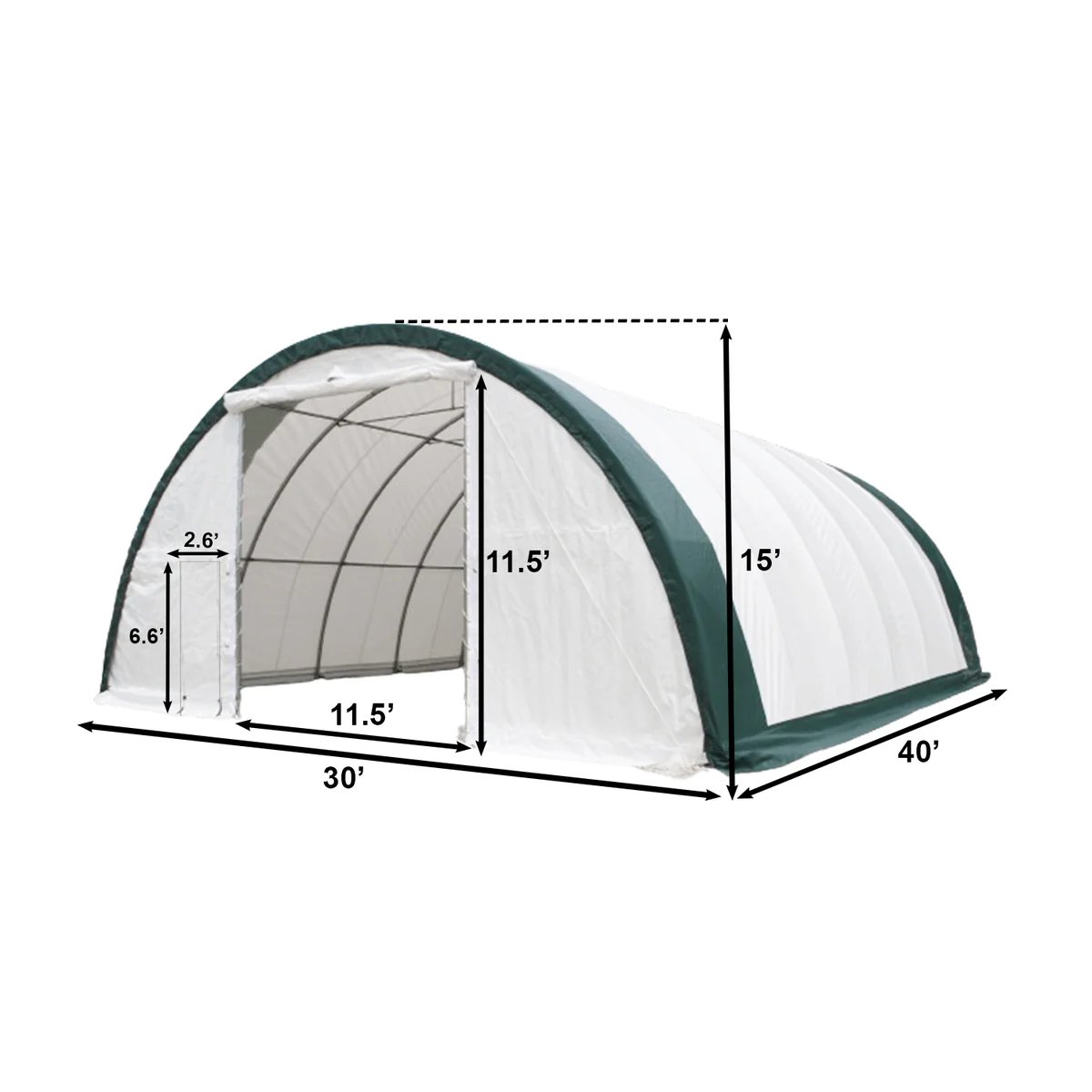 Single Truss Arch Storage Shelter PE - White / Green - Image 6