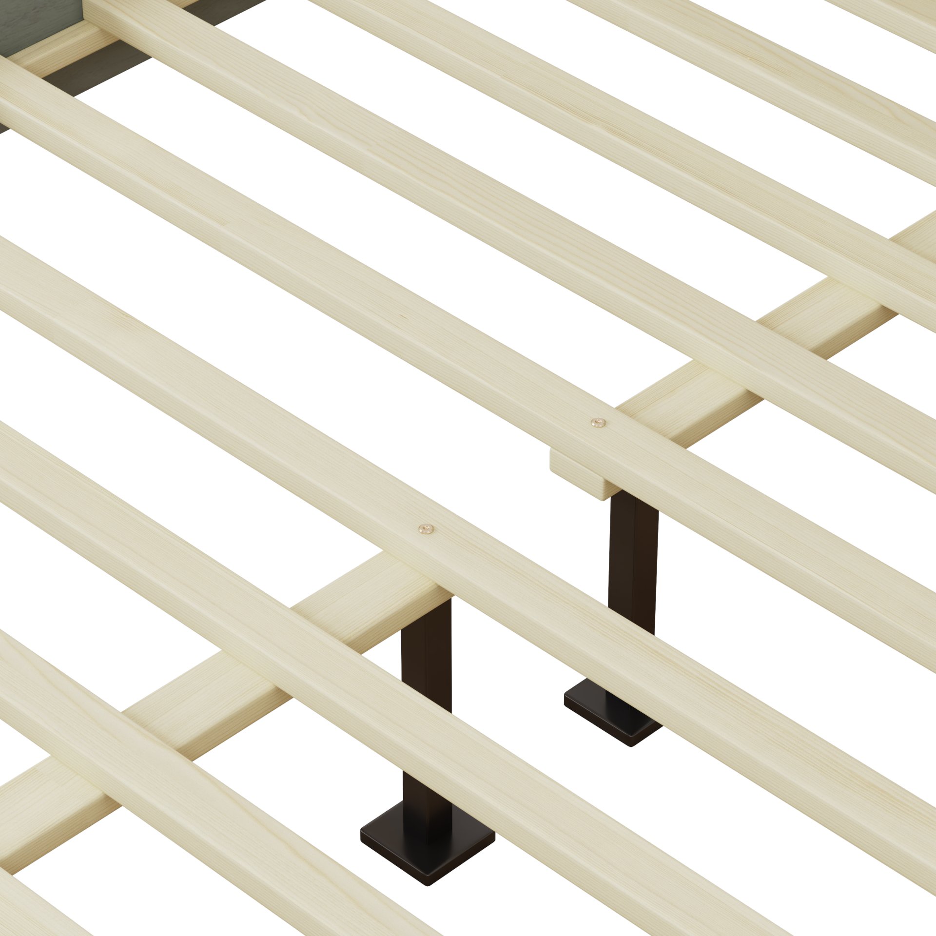 Queen Size Mid Century Modern Solid Wood Platform Bed With Upholstered Headboard - Gray - Image 5