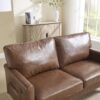 Mid Century Modern Loveseat Sofa With USB, 2 Seater Couch, Removable Pillow Covers - Brown - Image 12