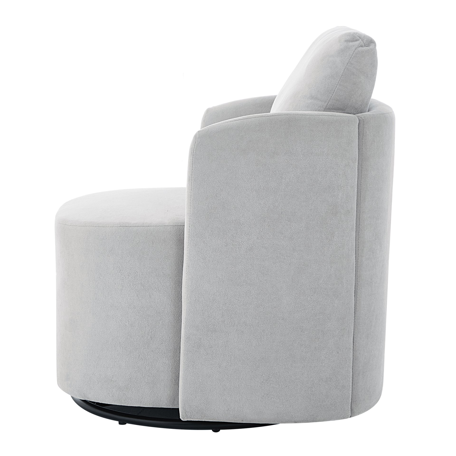 Modern 360° Swivel Accent Barrel Armchair Chenille, Upholstered With Curved Design For Living Room, Bedroom, Office, And Hotel - Gray - Image 14