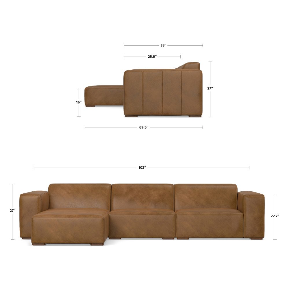 Rex - 2 Seater Sofa And Left Chaise - Brown - Image 15