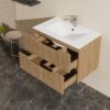 30" Wall Mounted Bathroom Vanity With Sink, Soft Close System, And Spacious Drawers - Walnut - Image 8