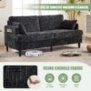 Modern Style Chenille 2 Seater Sofa With LED Light, USB Port And Storage Bag - Black - Image 8