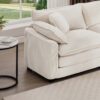 Comfortable Single Chair Deep Seat Sofa With Footstool And Pillow Light Accent Chair For Living Room And Bedroom - Beige - Image 16
