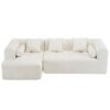 Sectional Sofa Full Compressed Sofa Modular Sofa Couch Free Combined Sofa With Deep Seating And 2 Side Pockets For Living Room - Beige - Image 18