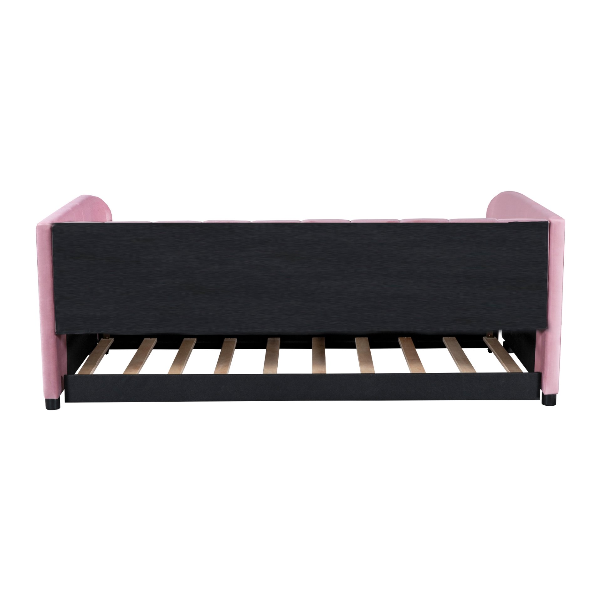 Twin Size Upholstered Daybed With Ergonomic Design Backrest And Trundle - Pink - Image 8