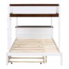 Full Over Full Bunk Bed With Twin Size Trundle, Storage And Desk - White / Walnut - Image 11