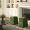 Oliver - Tapered Square Upholstered Ottoman - Moss Green Fleeced - Image 7